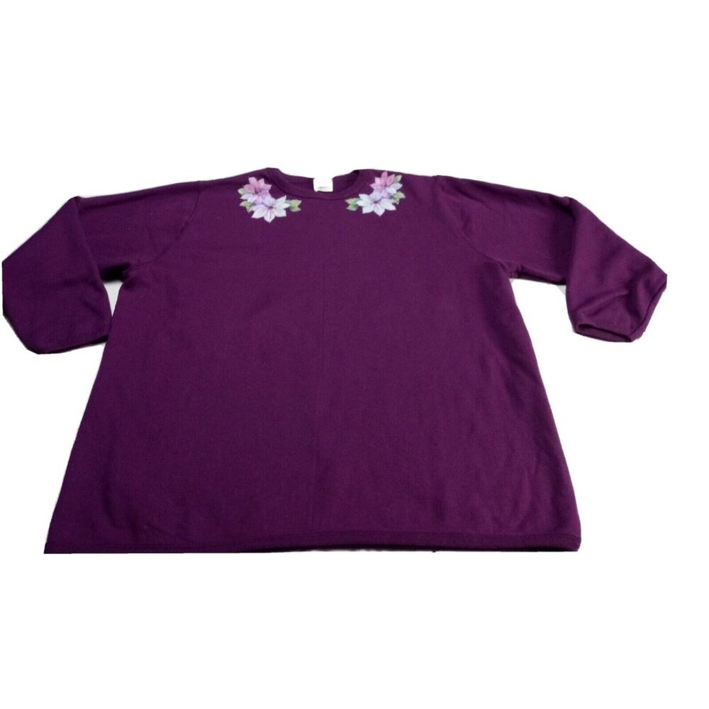 Just My Size Crewneck Women's Sweatshirt Fleece ComfortSoft Purple Flowers 14/16